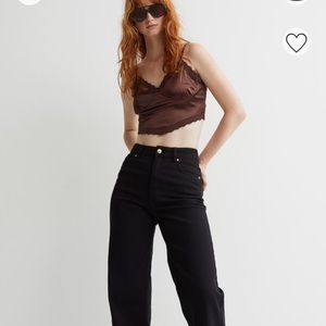 Brown Satin Cropped Tank Top